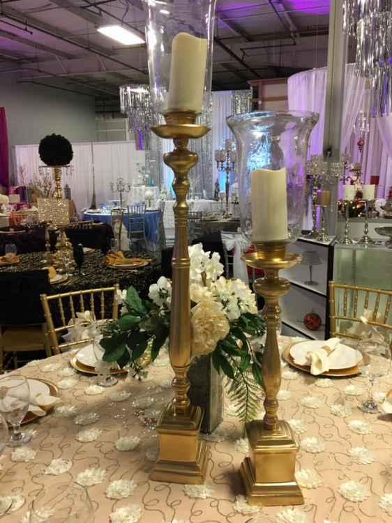 Gold Wood Candlestick 33" A&S Party Rental Dayton OH