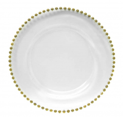 Gold Beaded Clear Charger Plate/Not for customer pick up