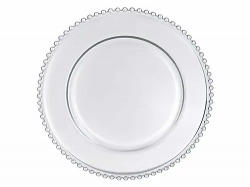 Clear Glass Beaded Charger Plate