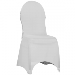 Glitz Sequin Stretch Spandex Banquet Chair Cover Silver Front 1703009108