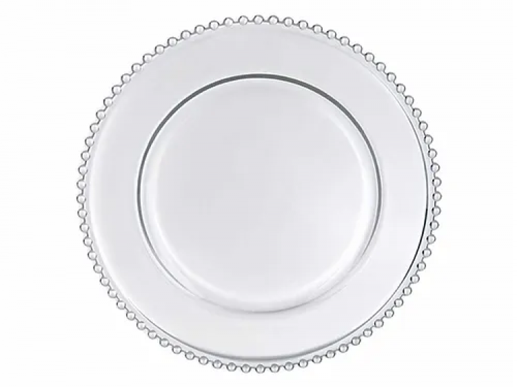 Clear Glass Beaded Charger Plate
