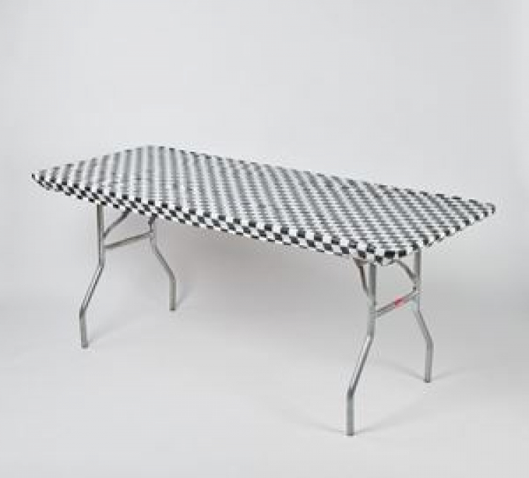 8' Banquet Kwik Cover - Black/White Checkered