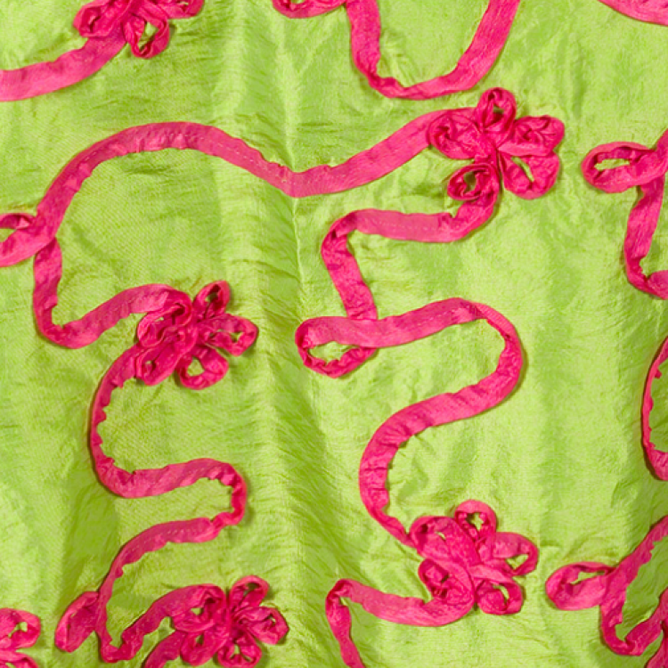 13 x 90 - Green and Pink Ribboned Taffeta Table Runners Linen