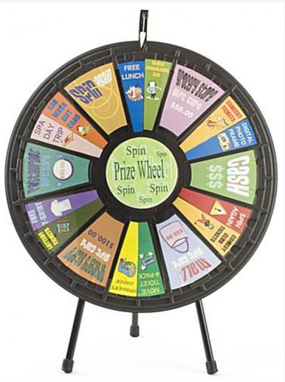 Prize wheel w/ custom graphic fronts