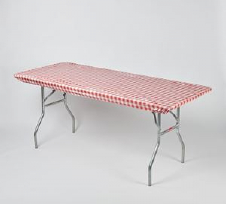 8' Banquet Kwik Cover - Red Gingham