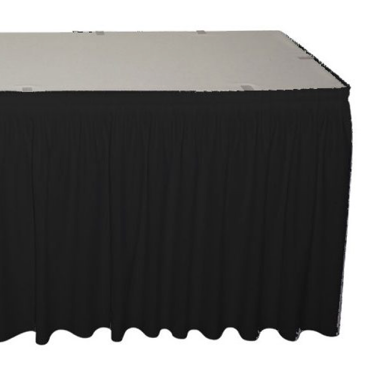 Table Skirt - Black 21'  Polyester With Clips Drape and Skirting