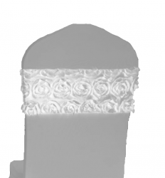 Chair Sash - White Rosette Spandex Chair Sashes Rental