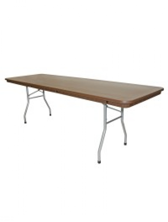 8' Brown Plastic Resin Banquet Table