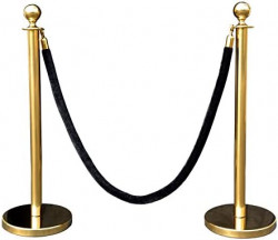 Stanchions Single Pole with Black Velour Rope W/Gold