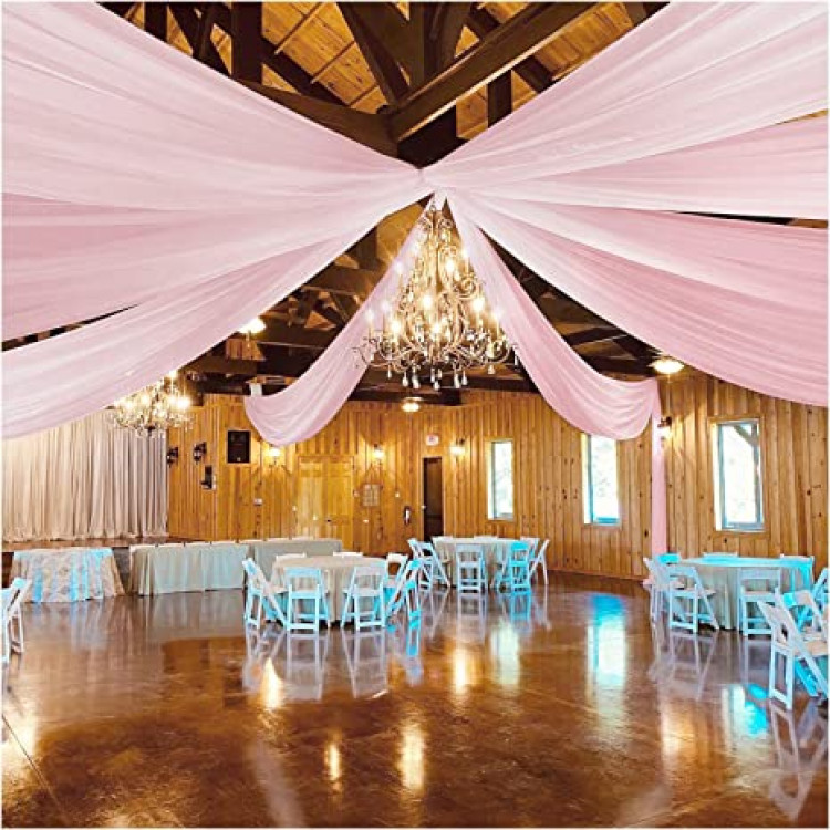 Dusty Rose 40' Sheer Ceiling Drape