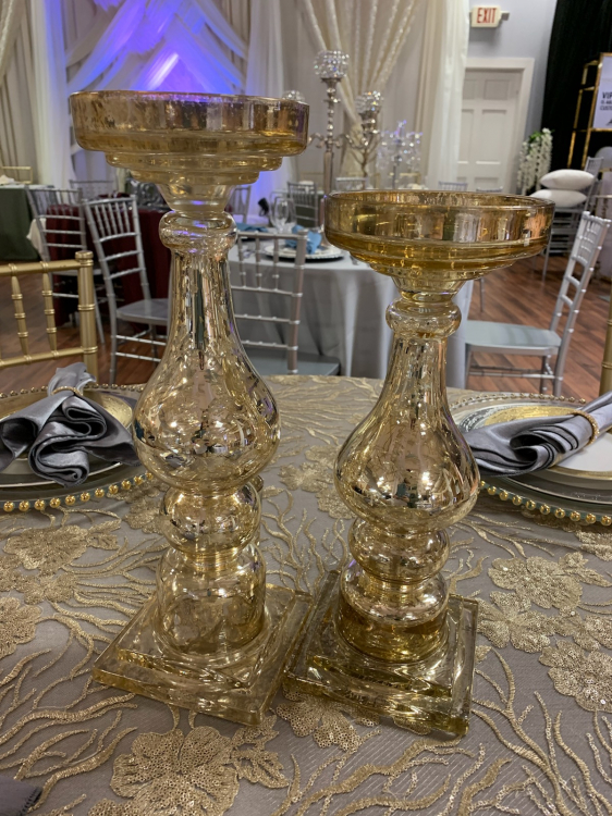 Crushed Gold 12 Candle Holders