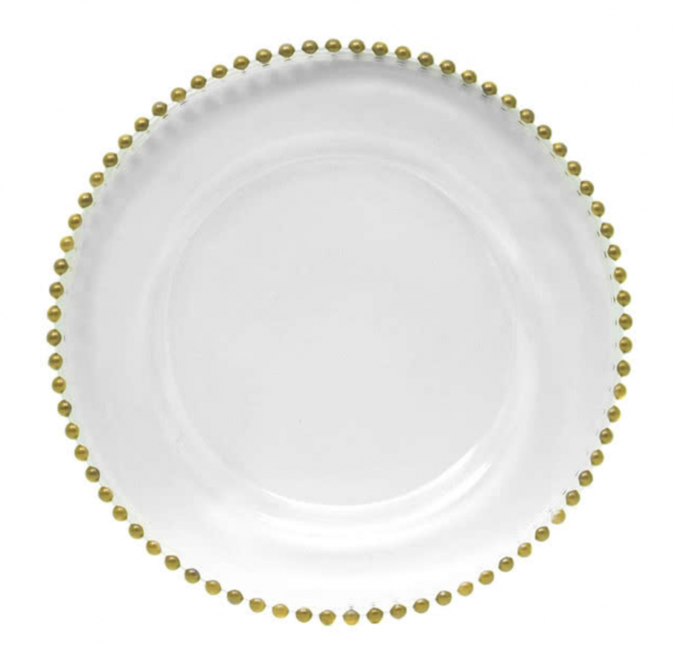 Gold Beaded Clear Charger Plate/Not for customer pick up