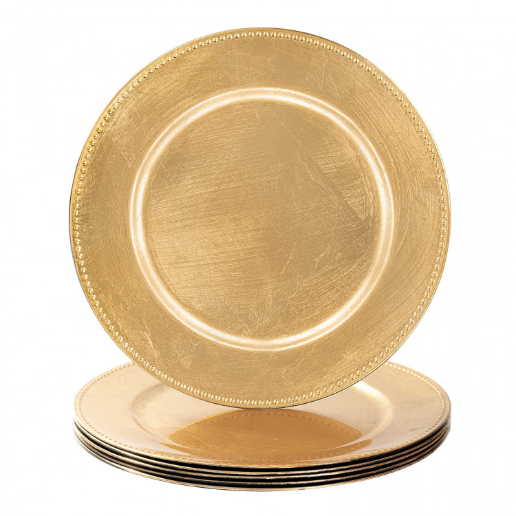 Gold Charger Plate w/Dot Trim