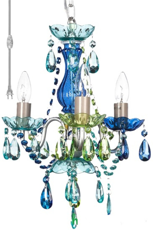 Chandelier Bohemian Light Blue & Green