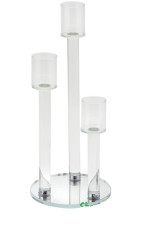 Crystal Candelabra Round 3 Cylinder Cups - 18 1/4 Tall Cent